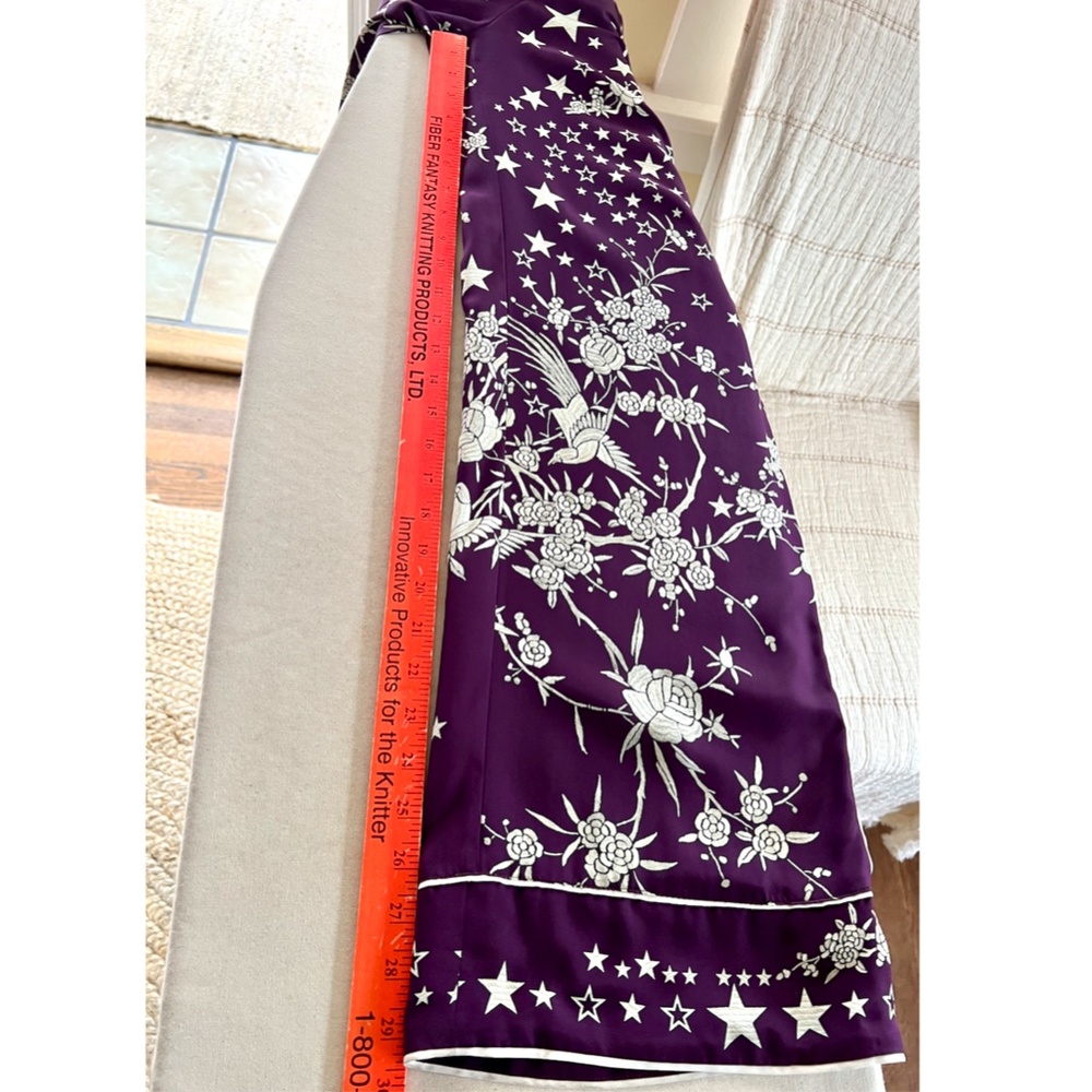 ROBERTO CAVALLI Stars, Birds and Flowers Print Silk Palazzo Pants - 38/S - Picture 13 of 15